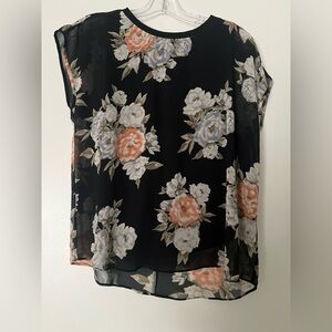 Floral Black Chiffon Top